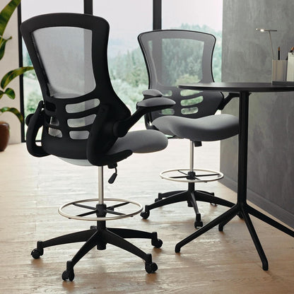 Kelista Mid Back Swivel Office Chair With Height Adjustable Dark Gray Mesh