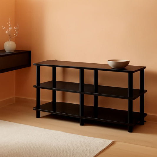 Turn-S-Tube No Tools 3-Tier TV Stand Dark Cherry And Black
