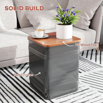 Industrial Black Storage Ottoman With Removable Lid