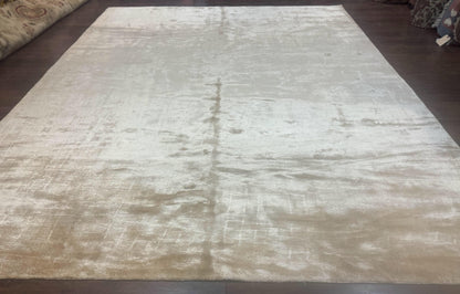 Silk Tibetan Rug 9x11, Handmade Silk Area Rug, Modern Contemporary Carpet