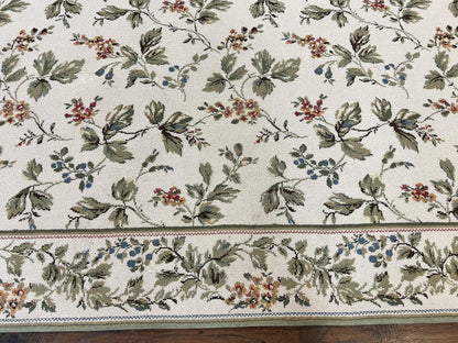 Vintage Stark Carpet 7x10, Ivory and Green, European Aubusson Design, Allover Pattern, Stark Rug