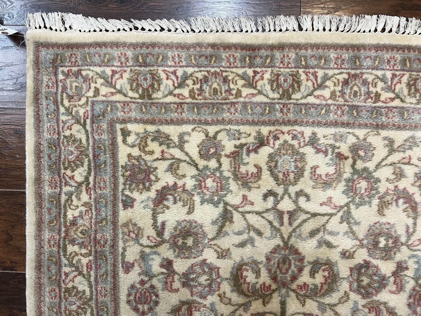 Indo Persian Rug 4x6, Vintage Handmade Wool Carpet, Floral Allover Pattern, Beige, Pair B