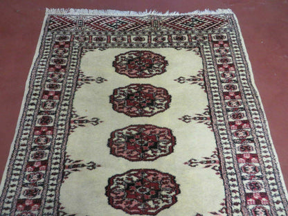 2' 7" x 7' Handmade Finely Knotted Pakistani Turkoman Bokhara Detailed Wool Rug
