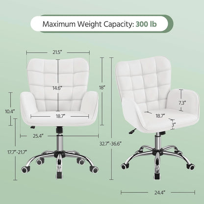 Ergonomic Faux Leather Office Chair White Adjustable