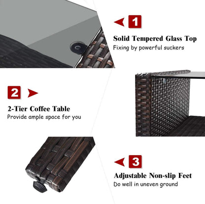 4 Piece Outdoor Wicker Patio Furniture Set with Cushions