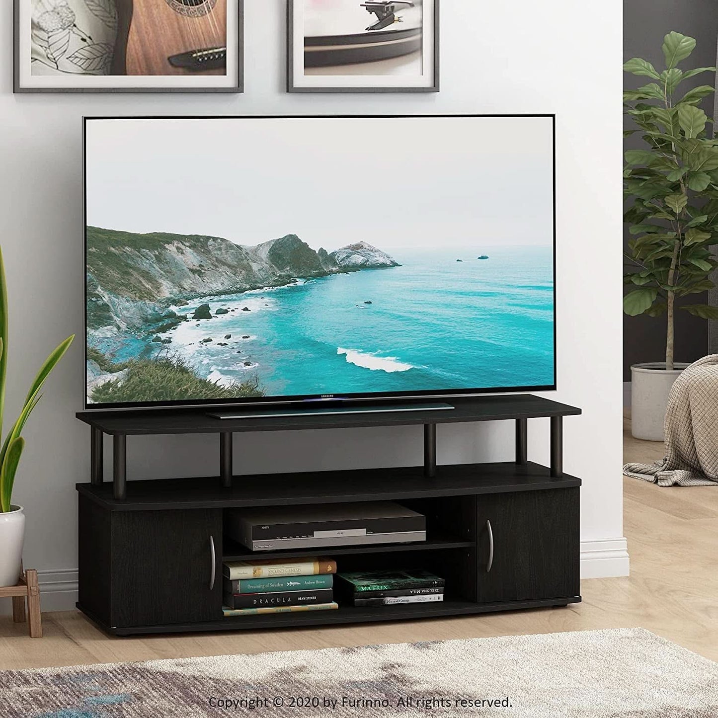 Jaya 55 Inch TV Entertainment Stand Blackwood Wood Cabinet