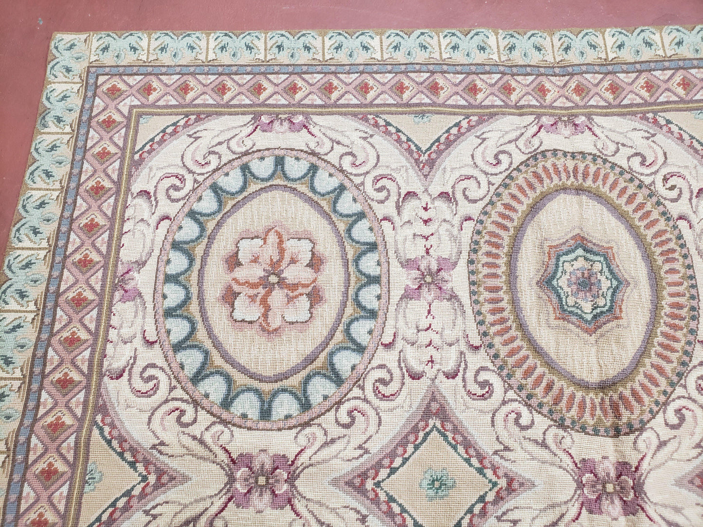 New Needlepoint Rug, 6x9 Needlepoint Carpet, Flatweave Rug, Vicotorian French European English Decor, Elegant Rug for Living Room, Handmade