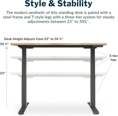 Electric Height Adjustable Standing Desk 54 By 26 Inches Reclaimed Wood