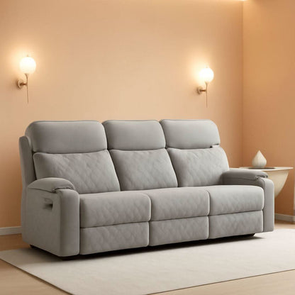 Electric Recliner Sofa USB Type C Ports Light Grey