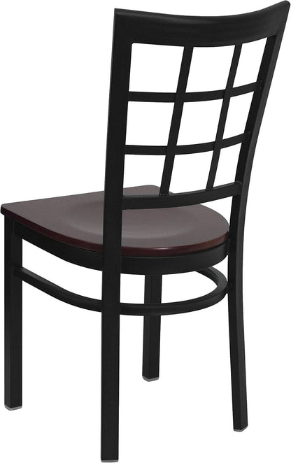 Hercules Series Black Window Back Metal Restaurant Chair