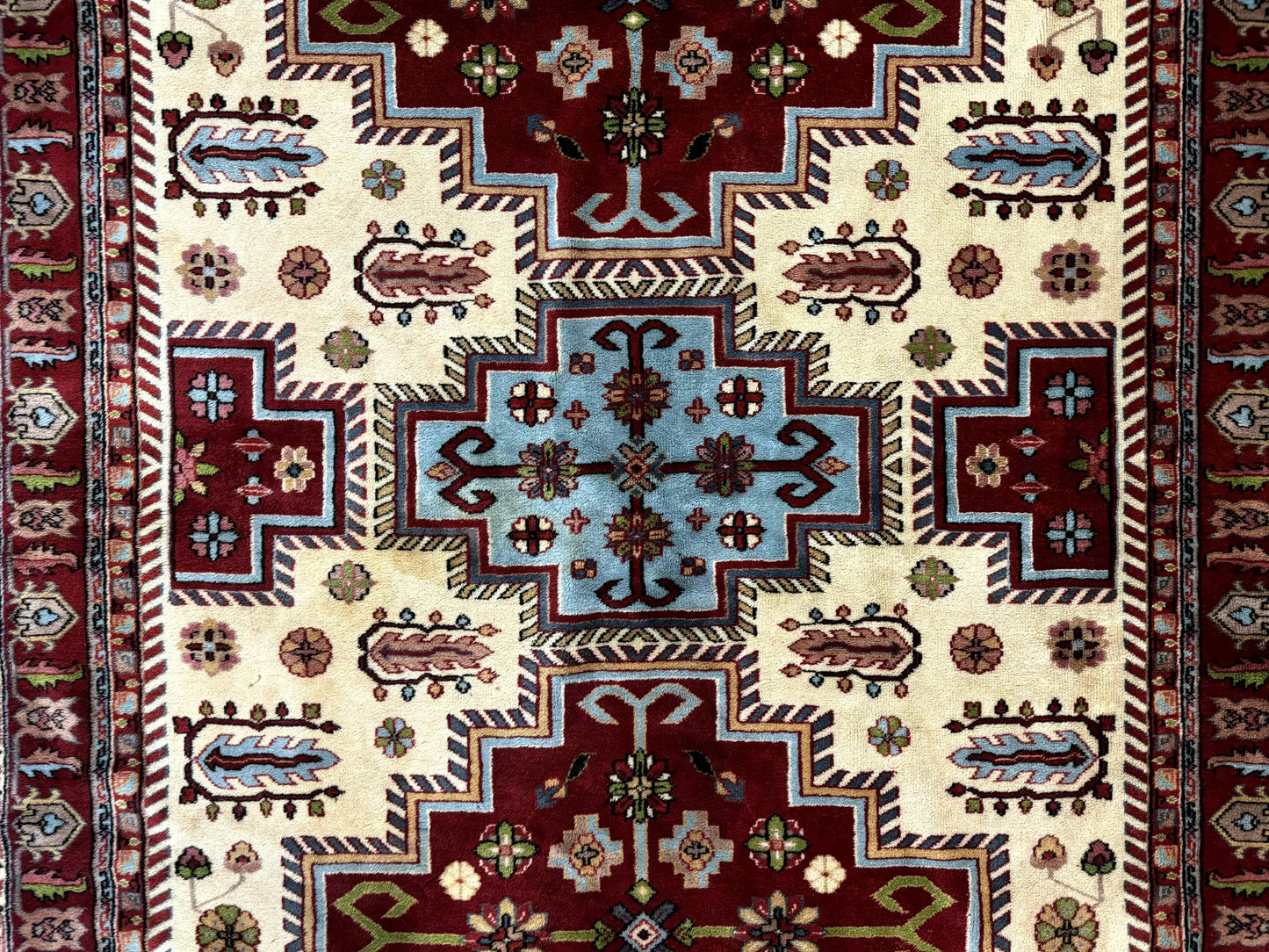 Turkish Kazak Rug 6x9, Geometric Medallions