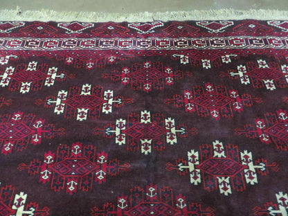 7' X 10' Antique Handmade Yamud Turkoman Wool Rug Excellent