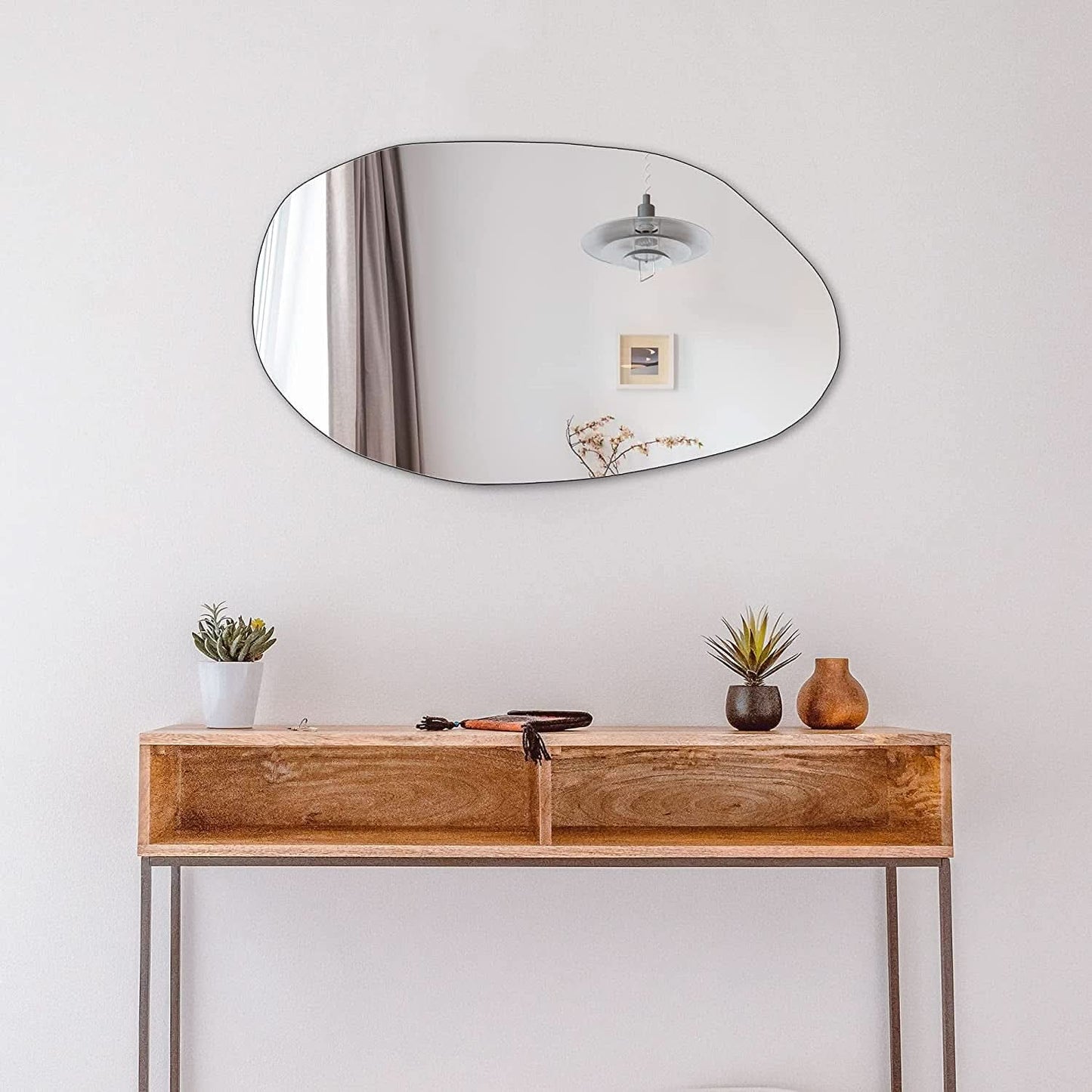 Asymmetrical Frameless Wall Mirror For Living Room 19.5 x 33.5 Inches