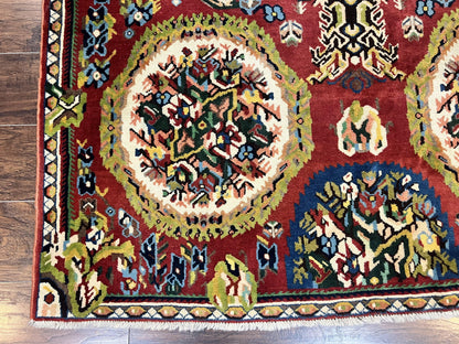 Persian Bakhtiari Rug 5x8, Wool Hand Knotted Antique Carpet, Red, Floral Oriental Rug, 5 x 8 Medium Sized Rug