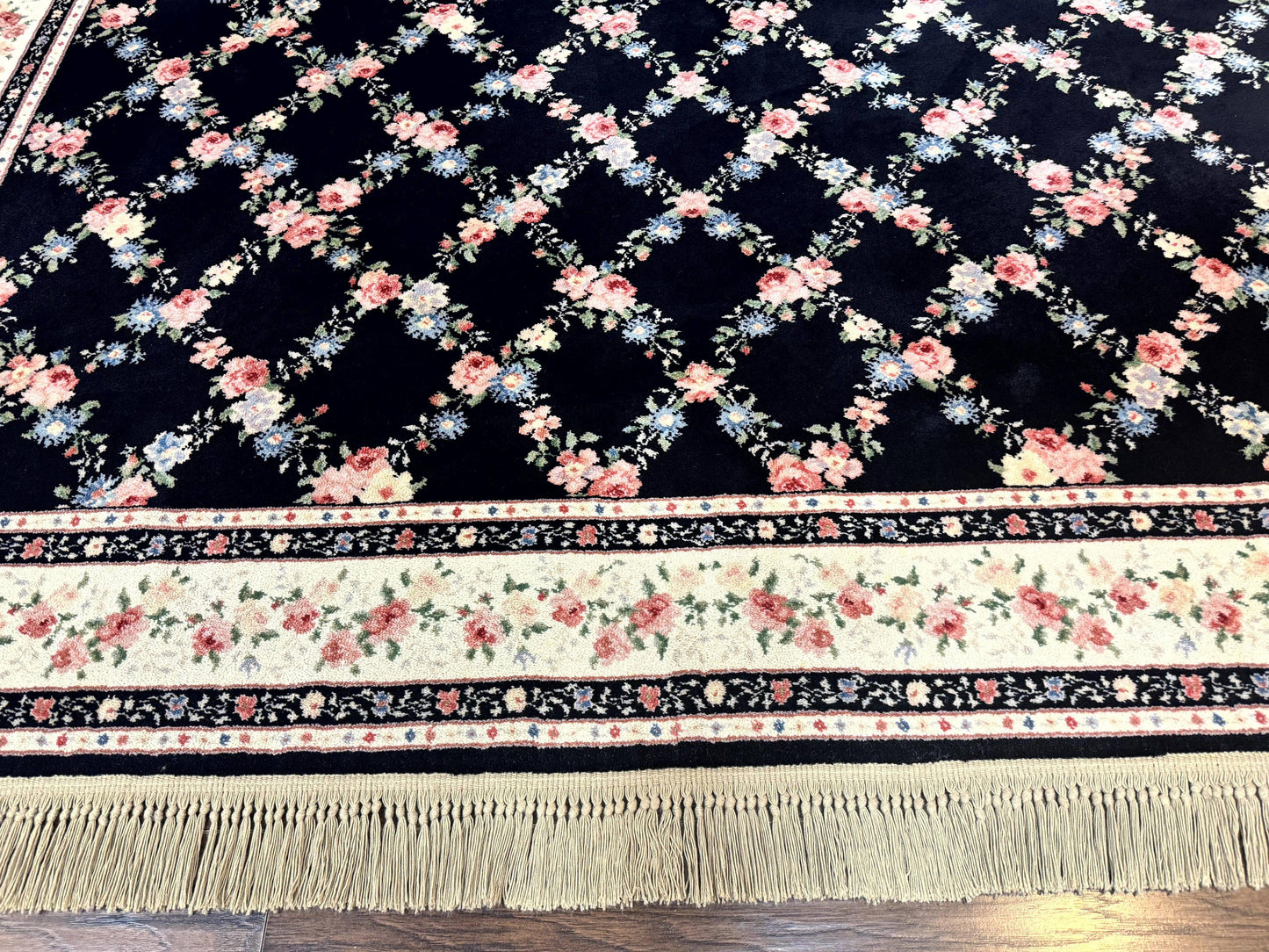 Karastan Rug 8.8 x 12, Garden of Eden #509/1270, Ebony Trellis, Vintage Discontinued Wool Pile Karastan Carpet