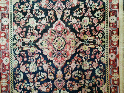 4' X 6' Antique Handmade India Floral Oriental Wool Rug Carpet Organic Blue