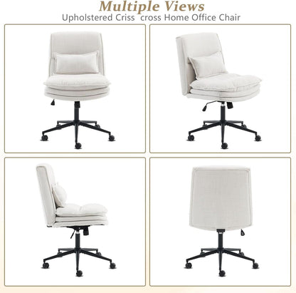 Cloud Criss Cross Office Chair Beige Fabric 18in High Back