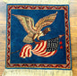 Pictorial Rug of American Flag with Bald Eagle, Small Indo Persian Pictorial Rug, Blue, Handmade, Very Fine 330 KPSI