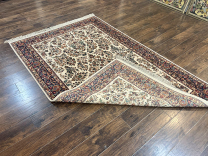 Karastan Rug 5.9 x 9, Ivory Sarouk #760, Wool Vintage Original Collection 700 Series