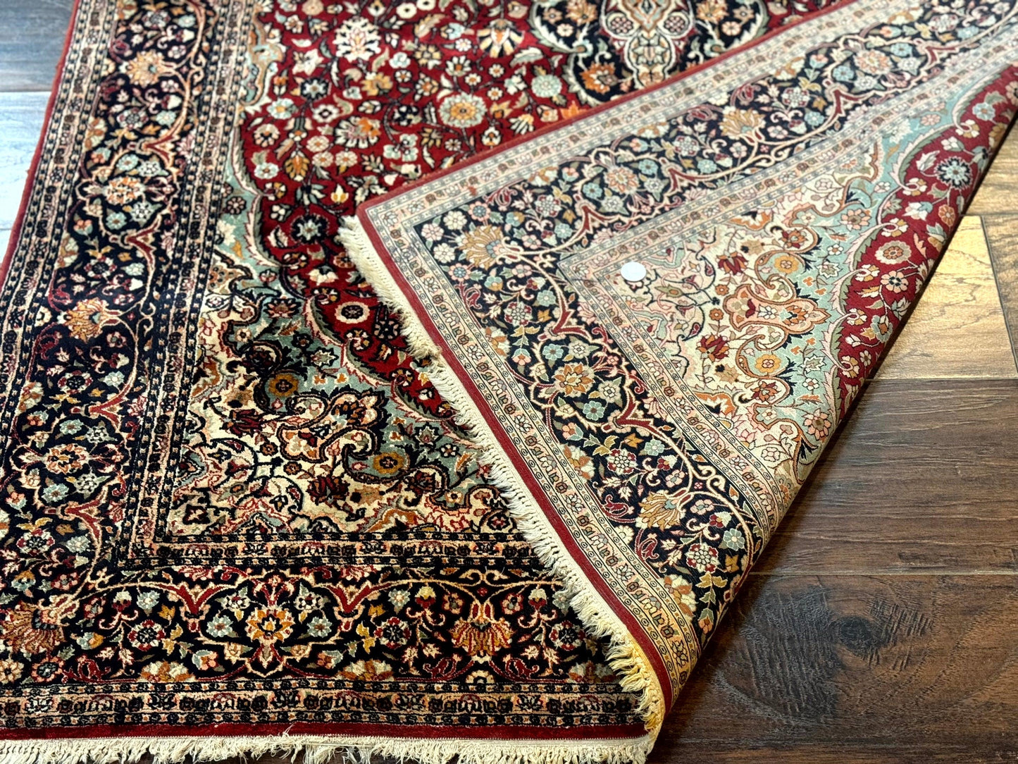 4x6 Silk Rug, Very Fine 650 KPSI, Silk Persian Carpet, Red, Floral Medallion, Sino Persian