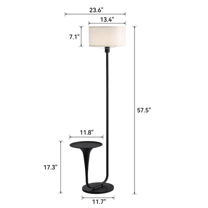 Dimmable Floor Lamp with Side Table | 57.5" Vintage Standing Light, Foot Switch & Bulb Included