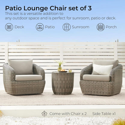 Outdoor Rattan Bistro Set With Comfortable Removable Cushions