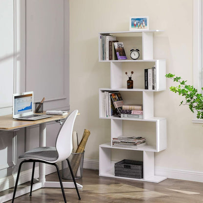 Wooden Bookcase Display Shelf Room Divider 5 Tier White
