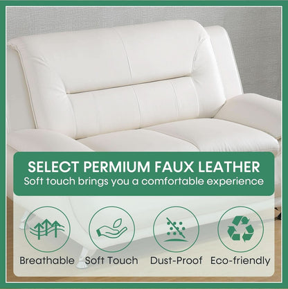Leather Sofa Set 3 Piece White For Living Room Furniture