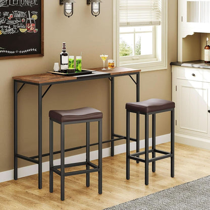 Saddle Bar Stools Set Of 2 Counter Height 24.8 Inches Brown And Black