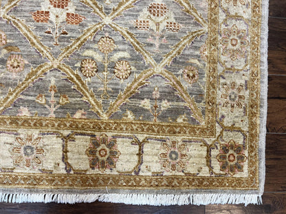Pakistani Peshawar Rug 3.6 x 5, Safavieh Wool Handmade Hand Knotted Vintage Rug, Panel Design Oriental Carpet, Pair C