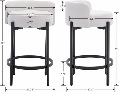 26 Inch Round Faux Leather Bar Stools Set Of 2 White