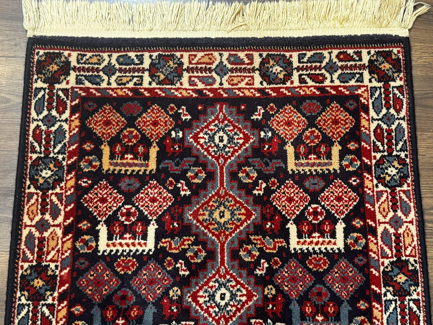 Small Karastan Rug 3x4, Yuruk Collection, Wool, Tribal, Geometric, Navy Blue