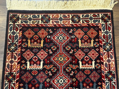 Small Karastan Rug 3x4, Yuruk Collection, Wool, Tribal, Geometric, Navy Blue