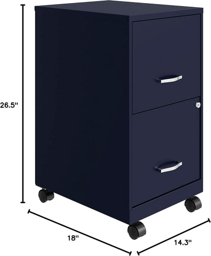 Mobile File Cabinet Navy With Two Locking File Drawers