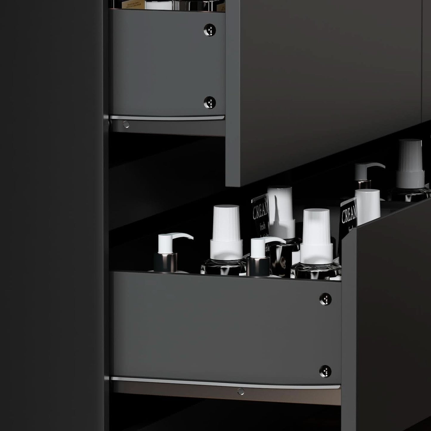 Black 6 Drawer Dresser With Rotatable Extendable Tabletop