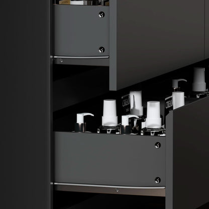 Black 6 Drawer Dresser With Rotatable Extendable Tabletop