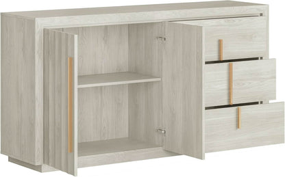 64 Inch Modern Industrial Sideboard Cabinet White Sand