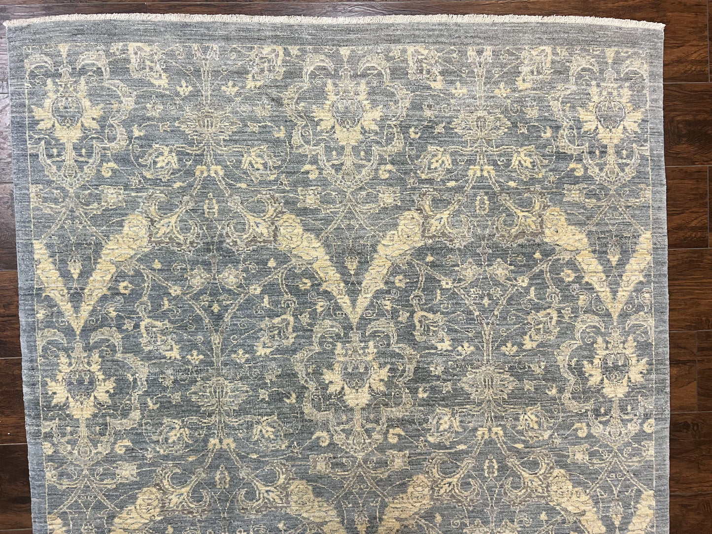 Contemporary Pakistani Rug 5 x 6.6, Handmade Floral Wool Rug, Spanish Pattern