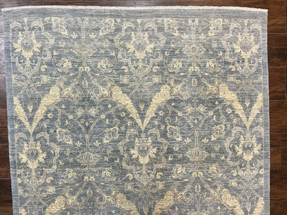 Contemporary Pakistani Rug 5 x 6.6, Handmade Floral Wool Rug, Spanish Pattern