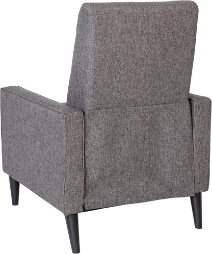 Ezra Pushback Recliner Gray Fabric Mid Century Modern