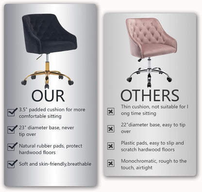 Black Velvet Office Chair 360 Swivel For Home Office
