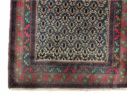 3x5 New Vintage Handmade Wool Rug Tribal Balouch Turkoman Prayer Rug Veggie Dyes