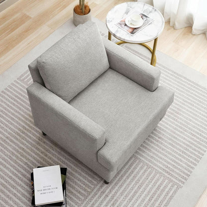 Mid Century Linen Grey Upholstered Accent Armchair