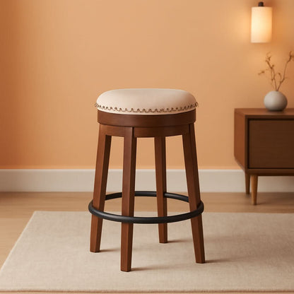 24 Inch Counter Height Swivel Bar Stool Brown And Black