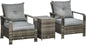 Three Piece Patio Furniture Set with Cushions and Table