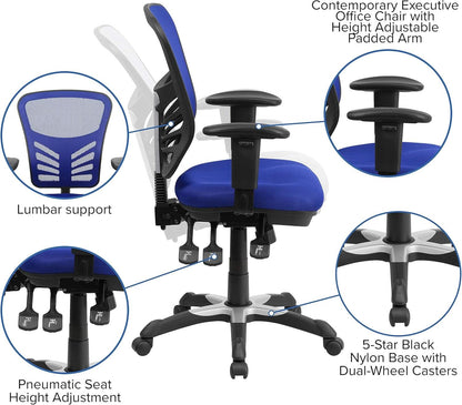 Ergonomic Mesh Office Chair Blue With Adjustable Lumbar