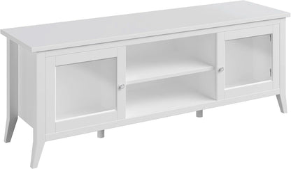 55 Inch TV Stand White With Storage Shelves And Cubbies