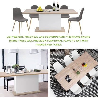 Extensible Dining Table For 4 To 8 People Wooden Top