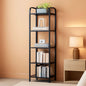 Black 5 Tier Narrow Bookcase Corner Shelf Organizer Industrial Design
