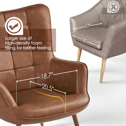 Leather Accent Chair Camel With Metal Legs Living Room